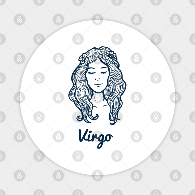 Virgo Zodiac Horoscope with Beautiful Women Girl Face with Flower Sign and Name Magnet by ActivLife